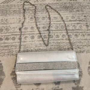 Kate Landry Silver Rhinestone Clutch